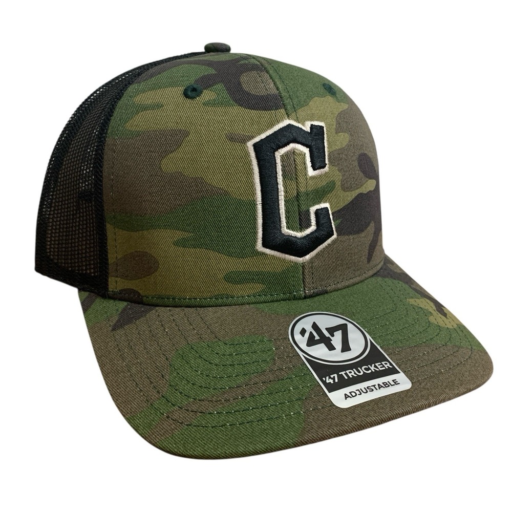 Cleveland Guardians '47 Brand Camo Snapback Adjustable Trucker Hat OSFM